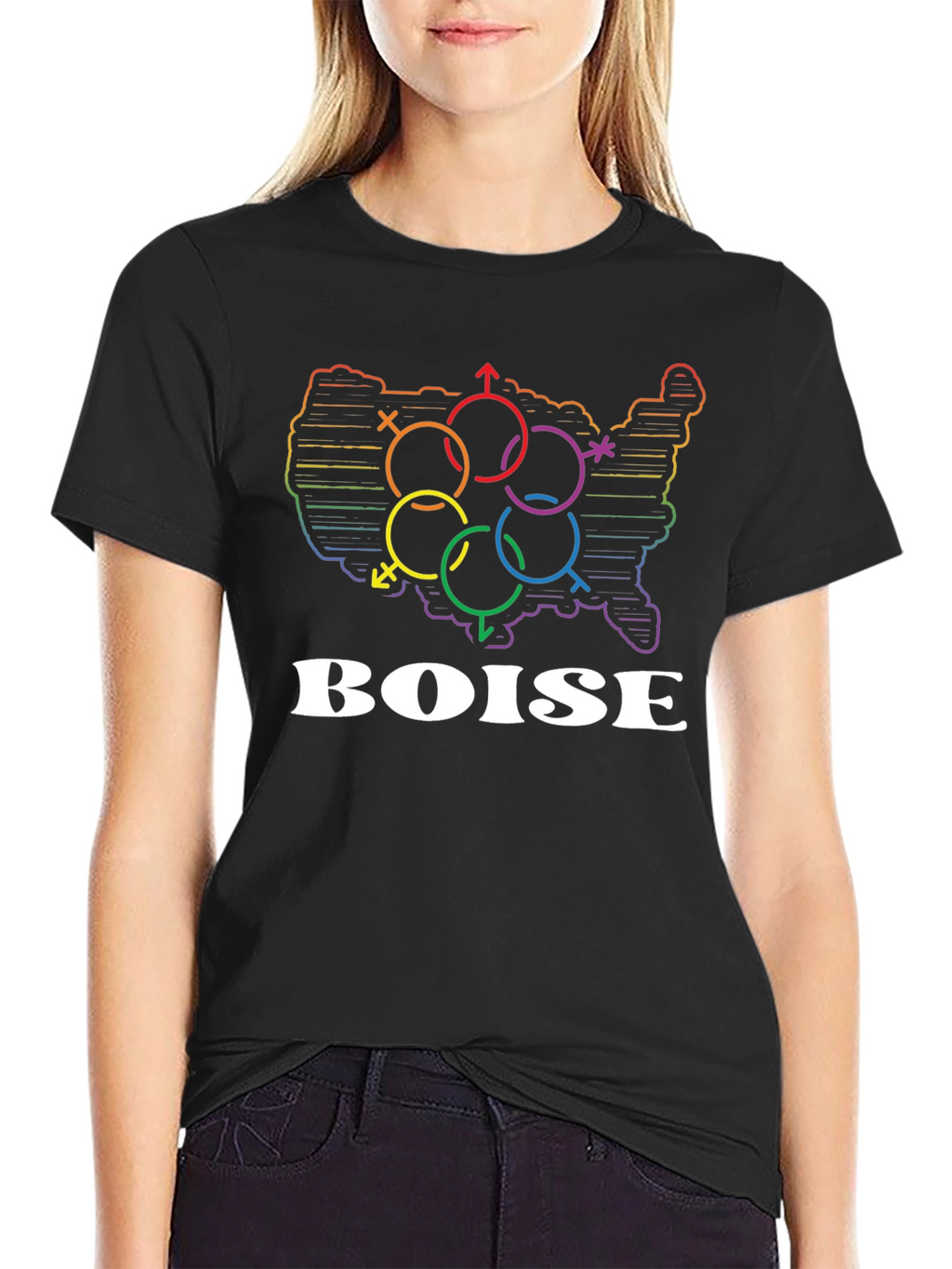 LGBTQ+ Boise Pride T-Shirt - Rainbow USA