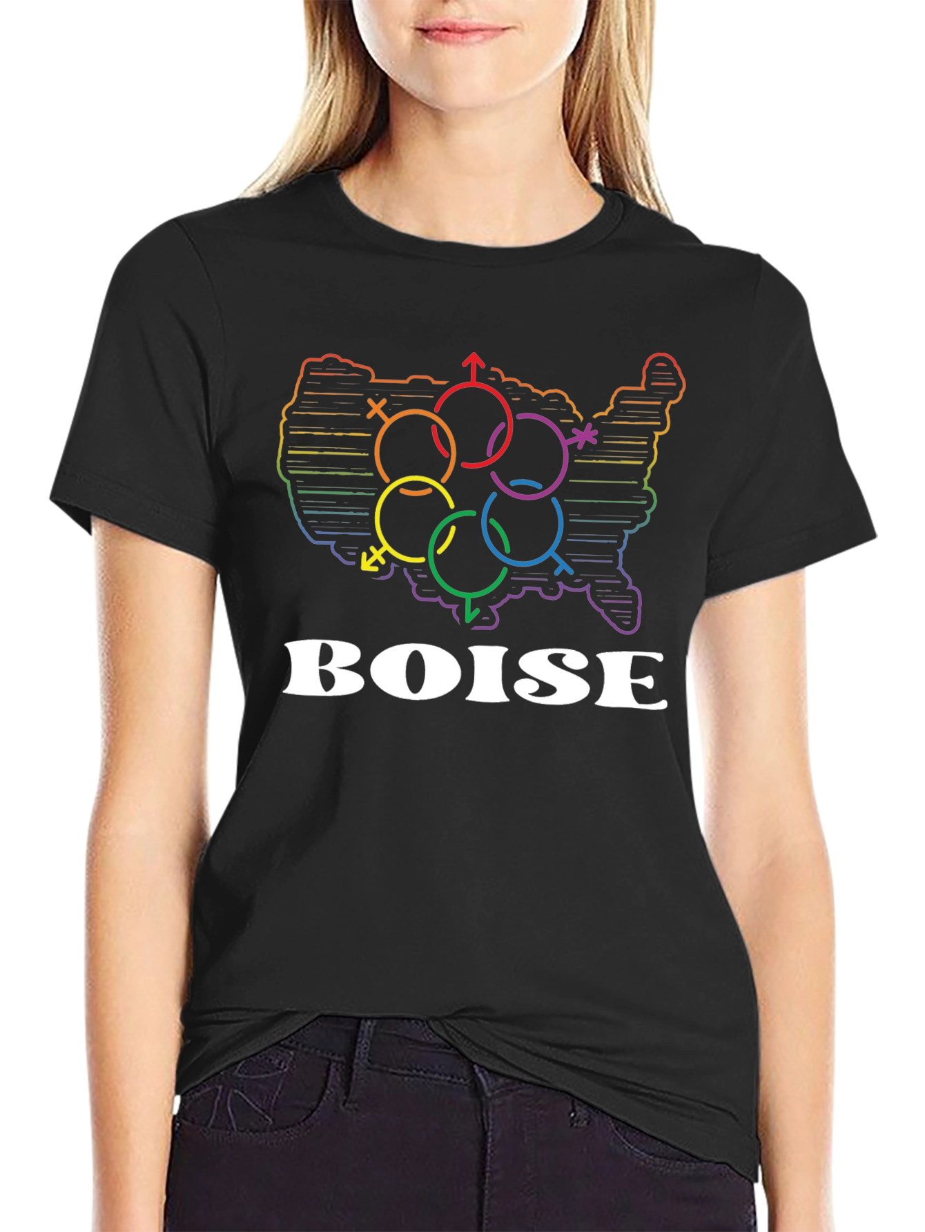 LGBTQ+ Boise Pride T-Shirt - Rainbow USA