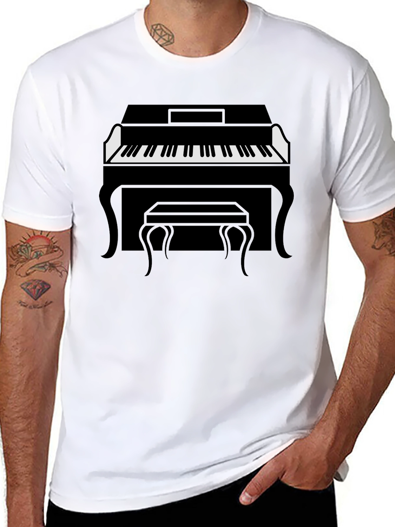 Piano Graphic Tee - Classic Style