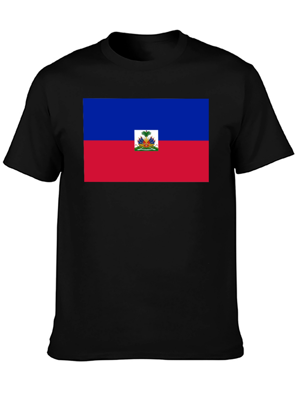 Haitian Flag Graphic T-Shirt - Black Crew Neck
