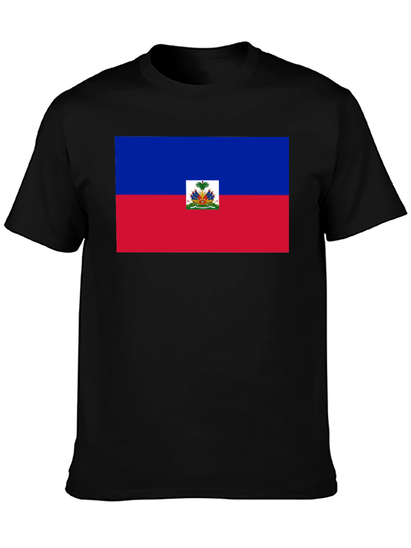 Haitian Flag Graphic T-Shirt - Black Crew Neck