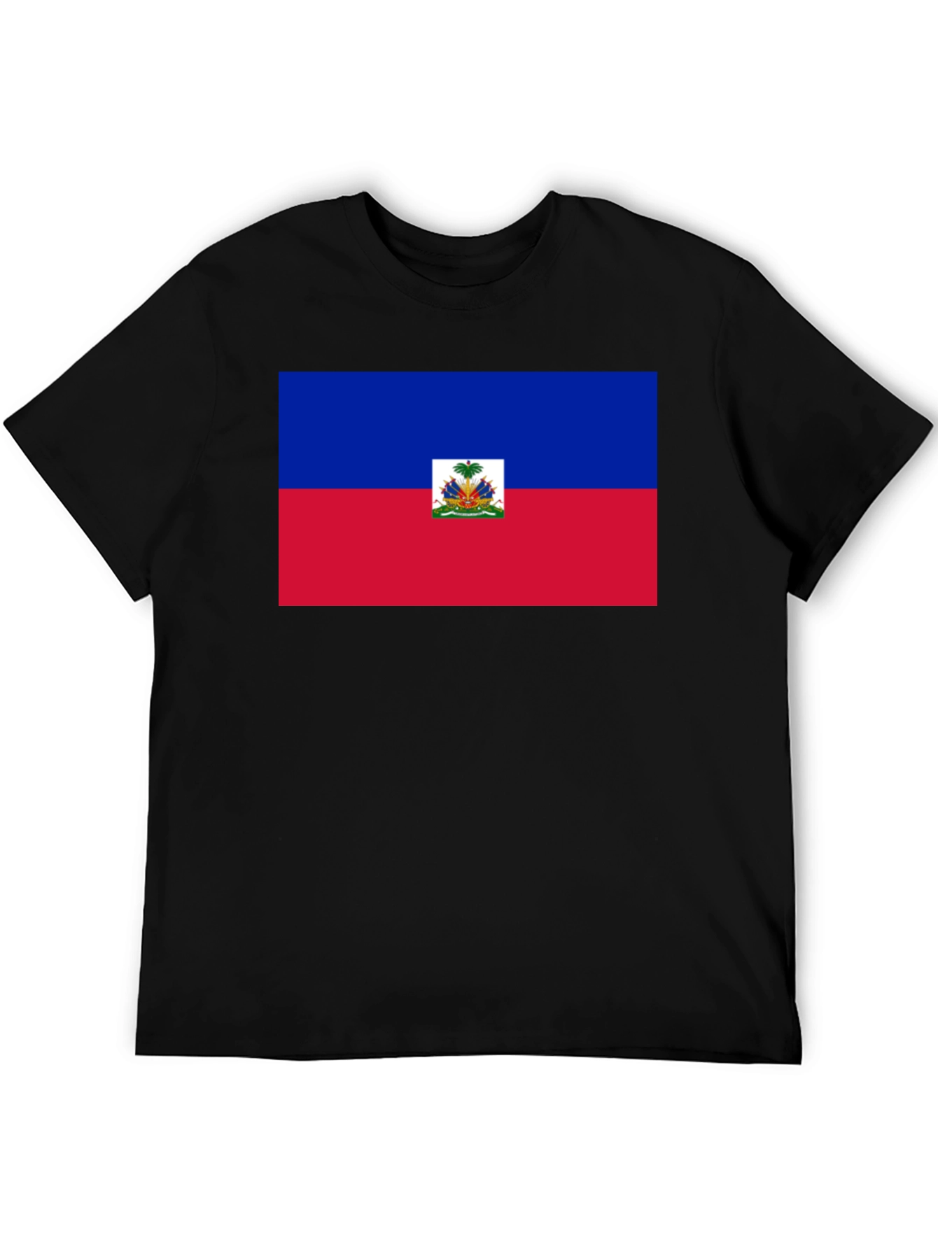 Haitian Flag Graphic T-Shirt - Black Crew Neck