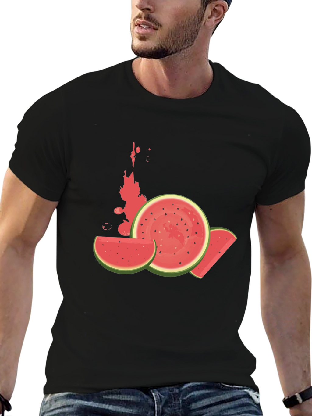 Watermelon Graphic Tee - Casual Black T-Shirt