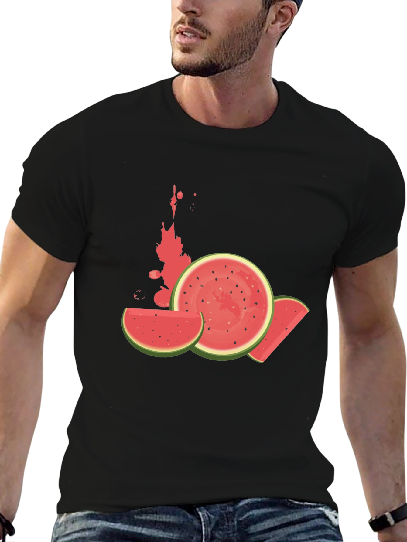 Watermelon Graphic Tee - Casual Black T-Shirt