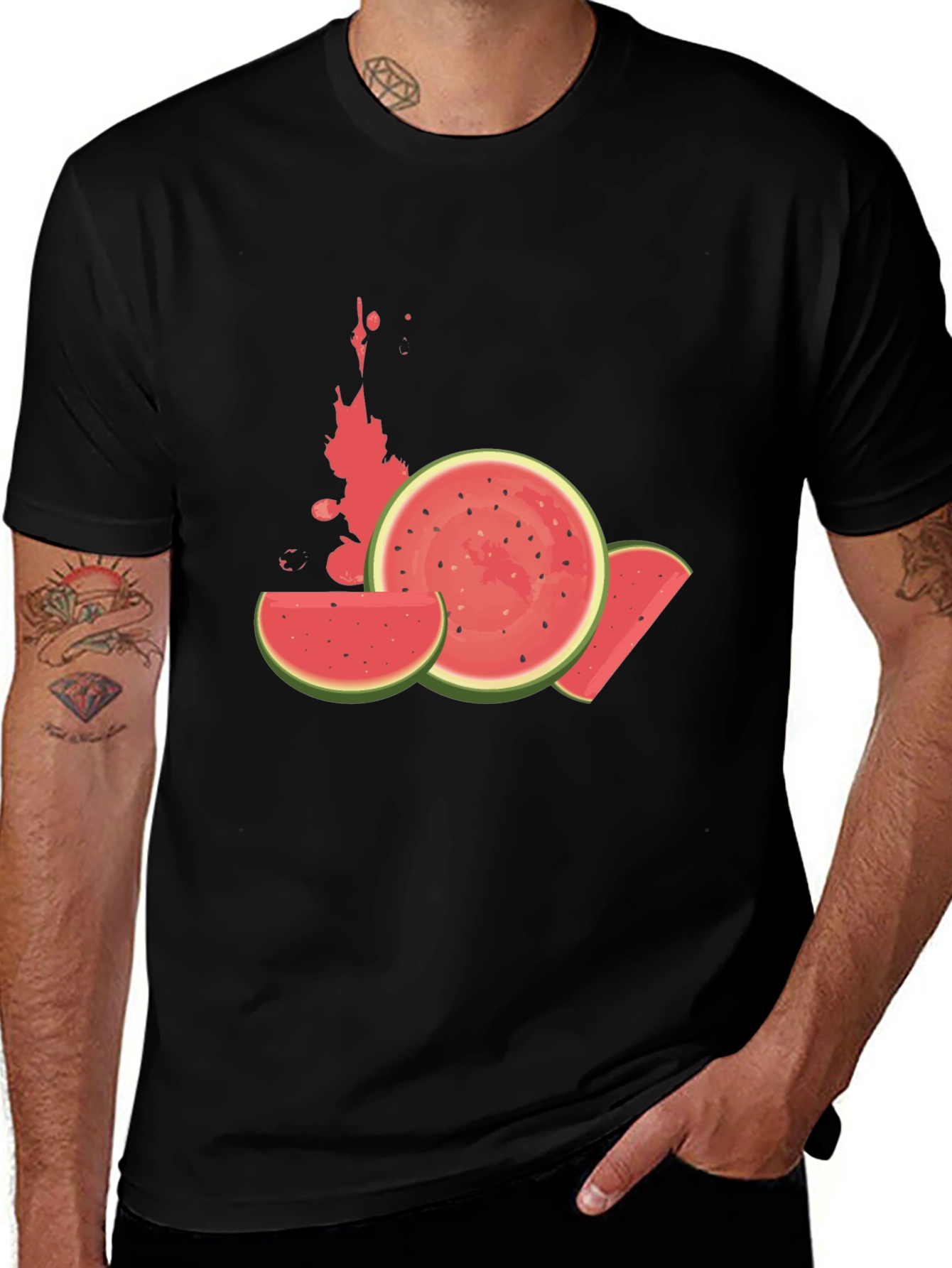 Watermelon Graphic Tee - Casual Black T-Shirt