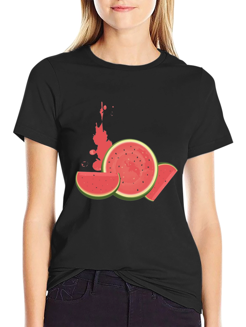 Watermelon Graphic Tee - Casual Black T-Shirt
