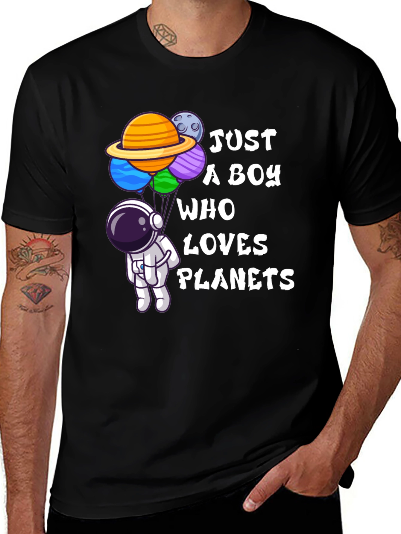 Astronaut & Planet Graphic Tee - Just a Boy Who Loves Planets!