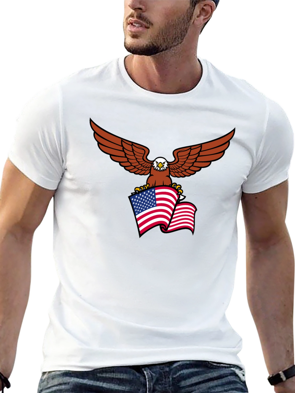 Patriotic Eagle Flag Graphic T-Shirt