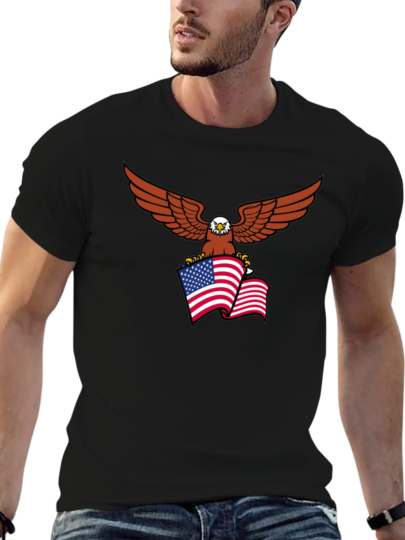 Patriotic Eagle Flag Graphic T-Shirt