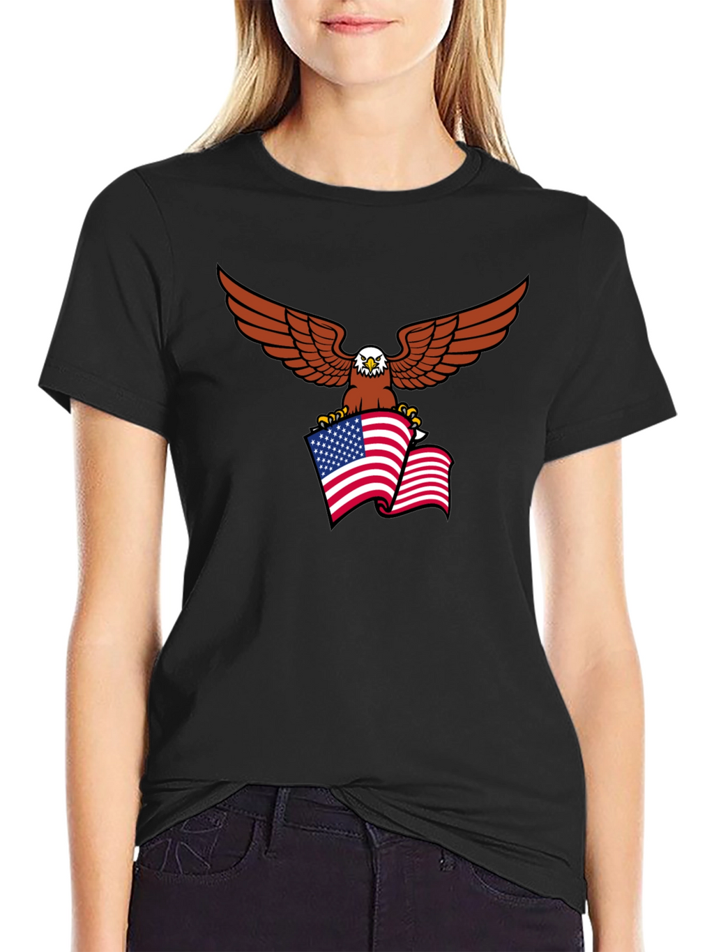 Patriotic Eagle Flag Graphic T-Shirt