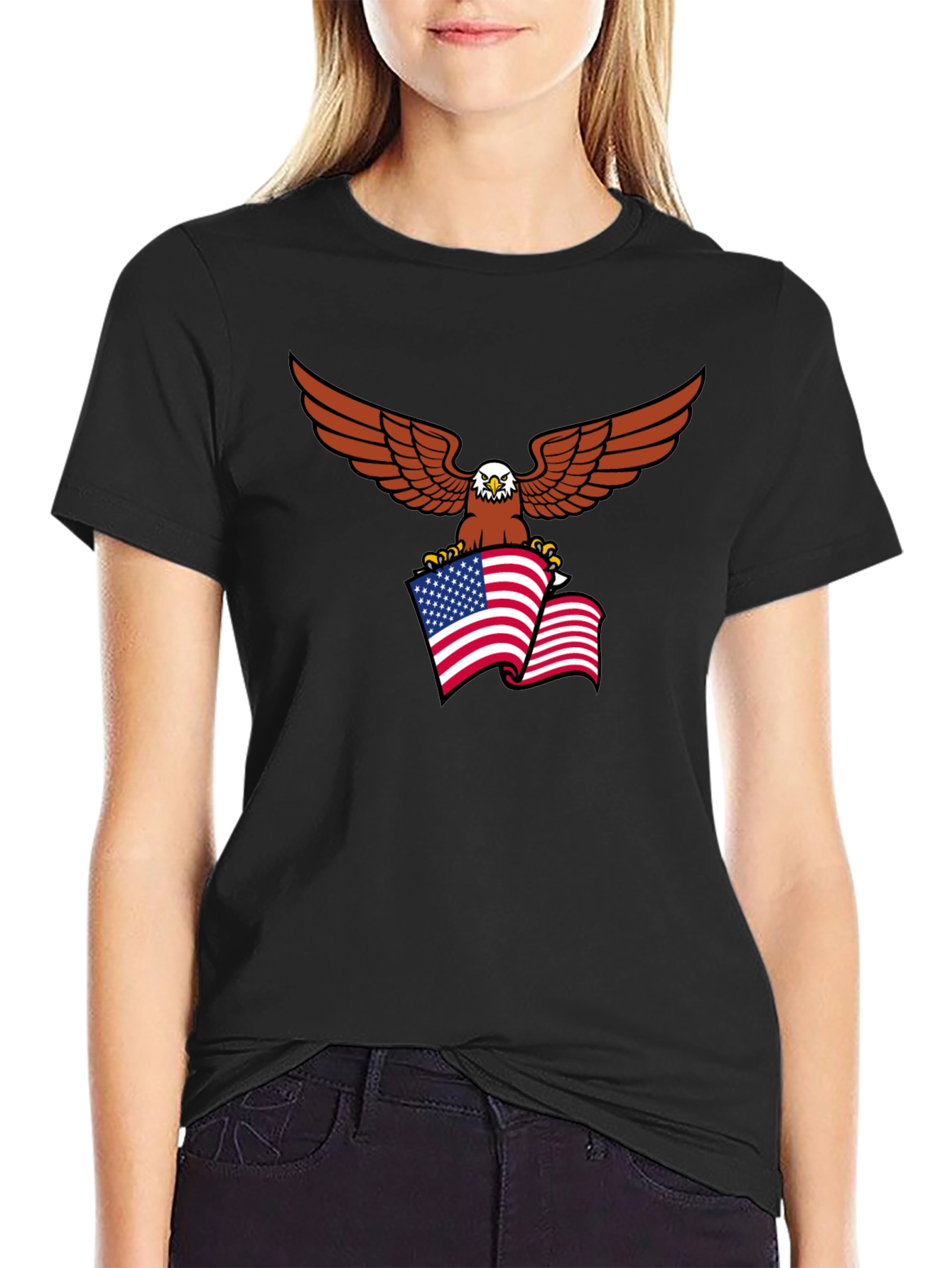 Patriotic Eagle Flag Graphic T-Shirt
