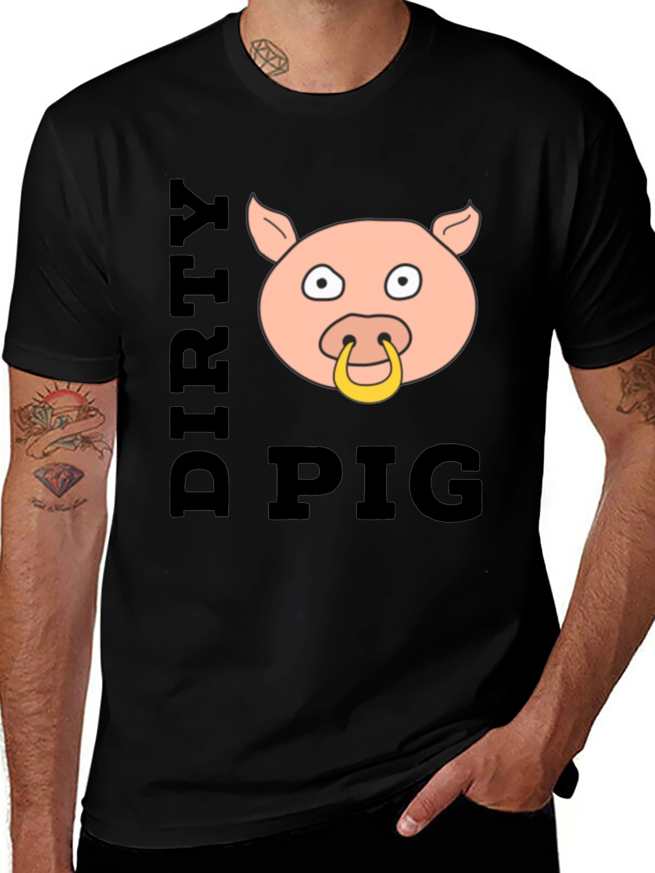 Dirty Pig Graphic T-Shirt - Black Cotton Tee