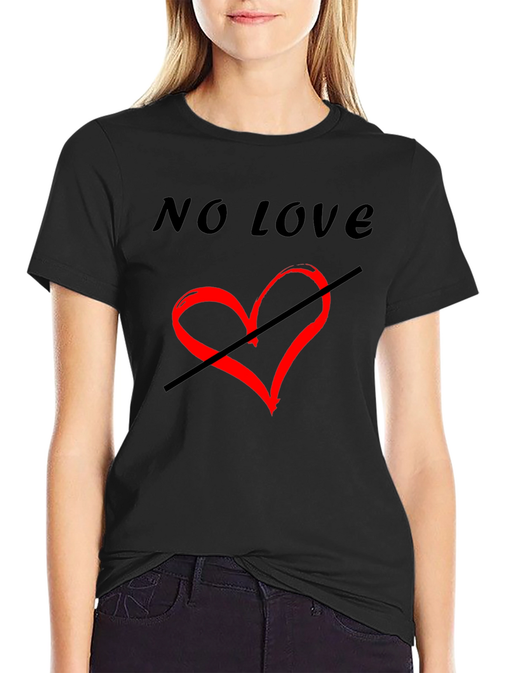 No Love T-Shirt - Edgy Heart Design