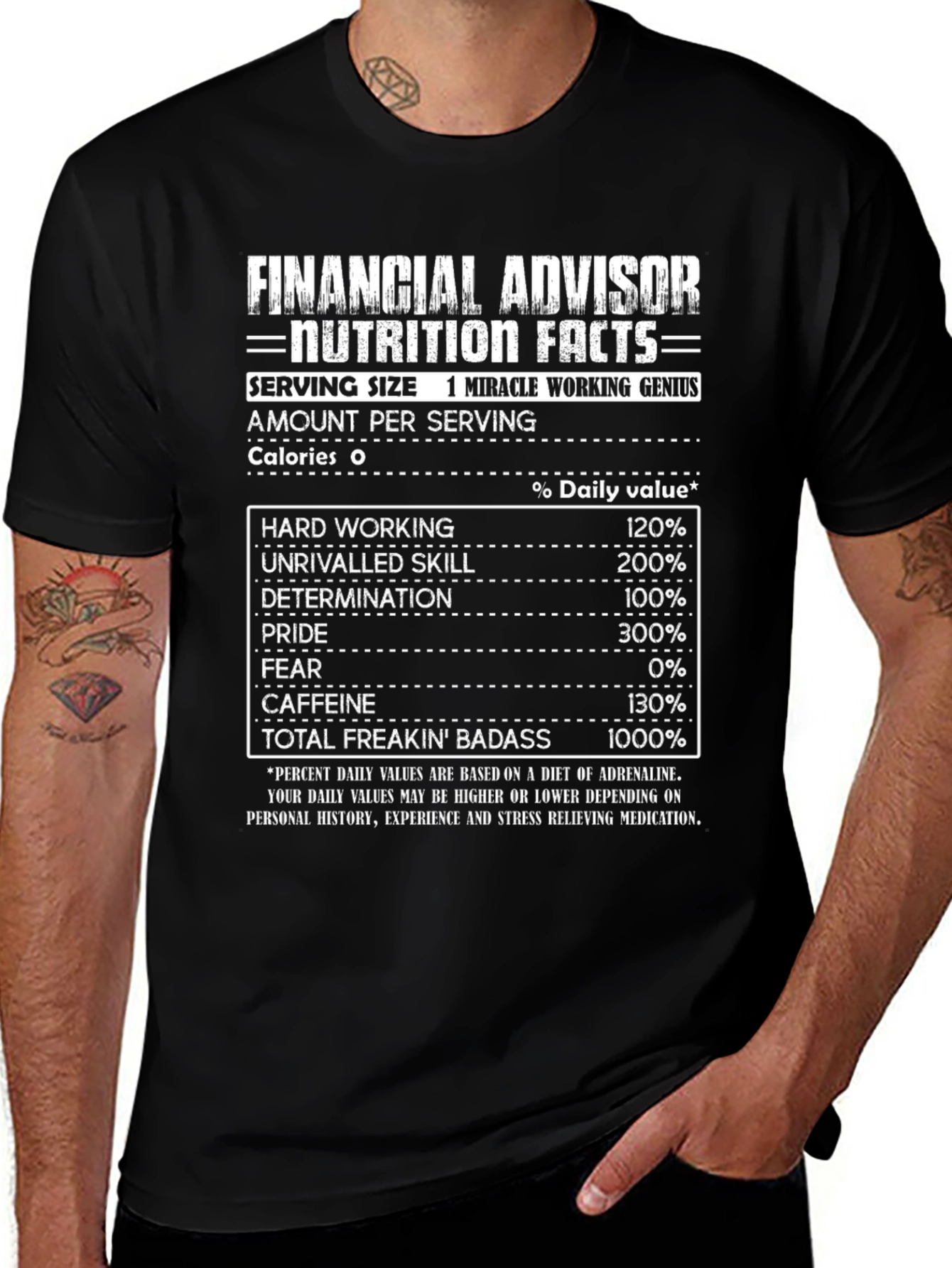 Financial Advisor Nutrition Facts Black T-Shirt