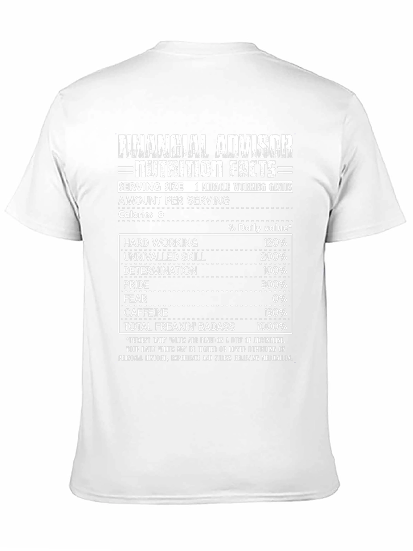 Financial Advisor Nutrition Facts Black T-Shirt
