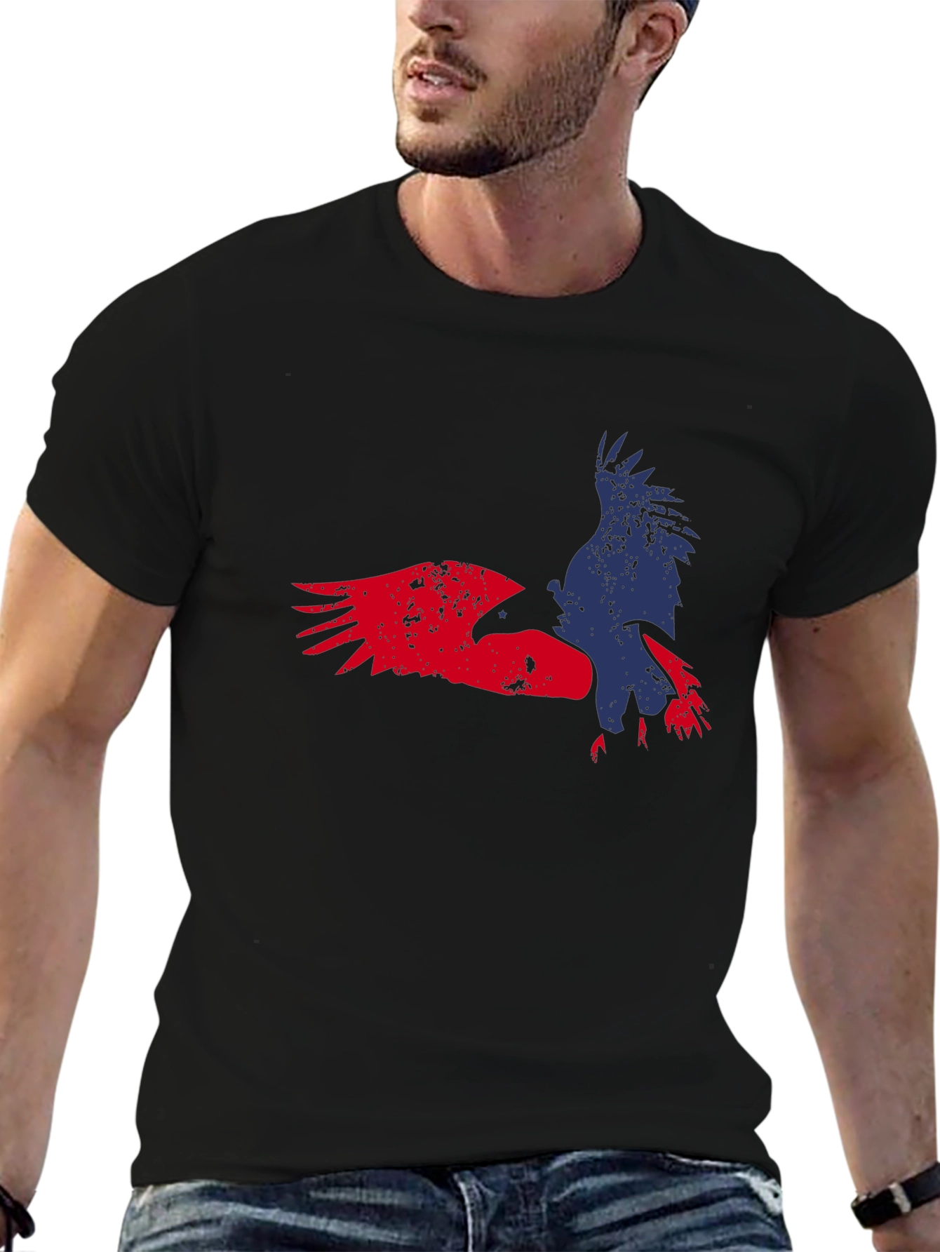 Bold Eagle Graphic Tee - Black Casual T-Shirt