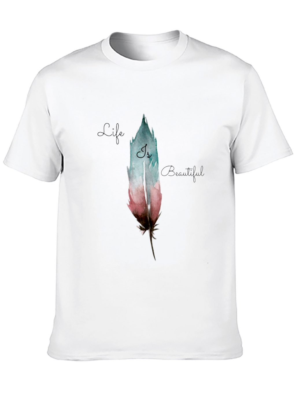 Feather Graphic Black T-Shirt - Life is Beautiful