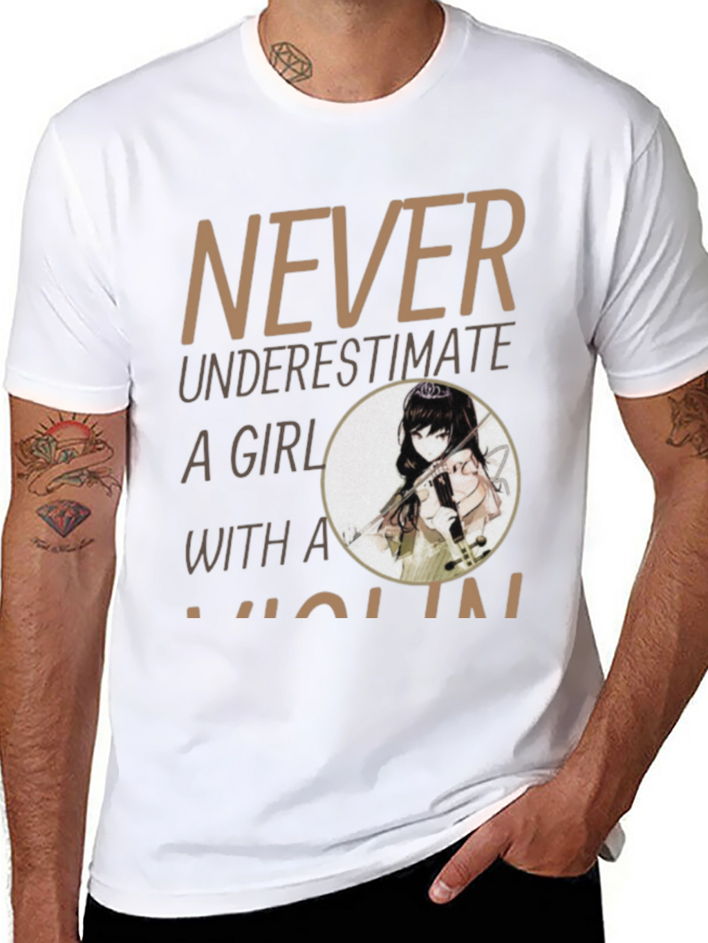 Never Underestimate A Girl With A Violin T-Shirt