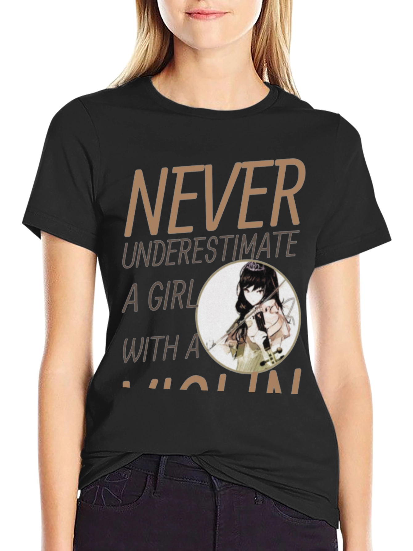 Never Underestimate A Girl With A Violin T-Shirt