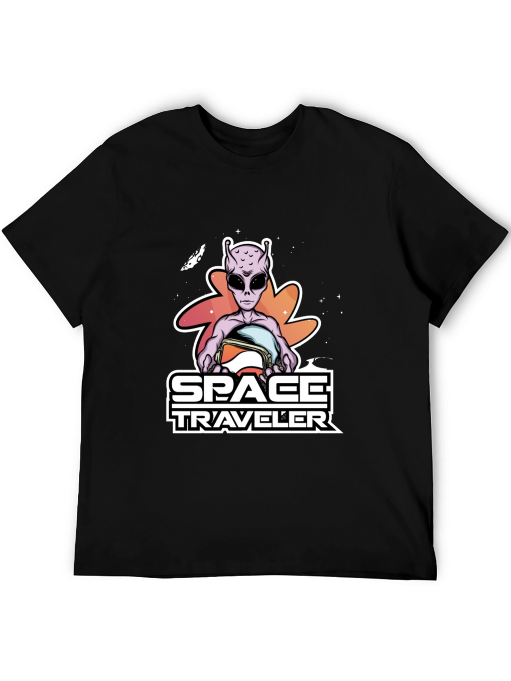 Space Traveler Alien Graphic T-Shirt - Black