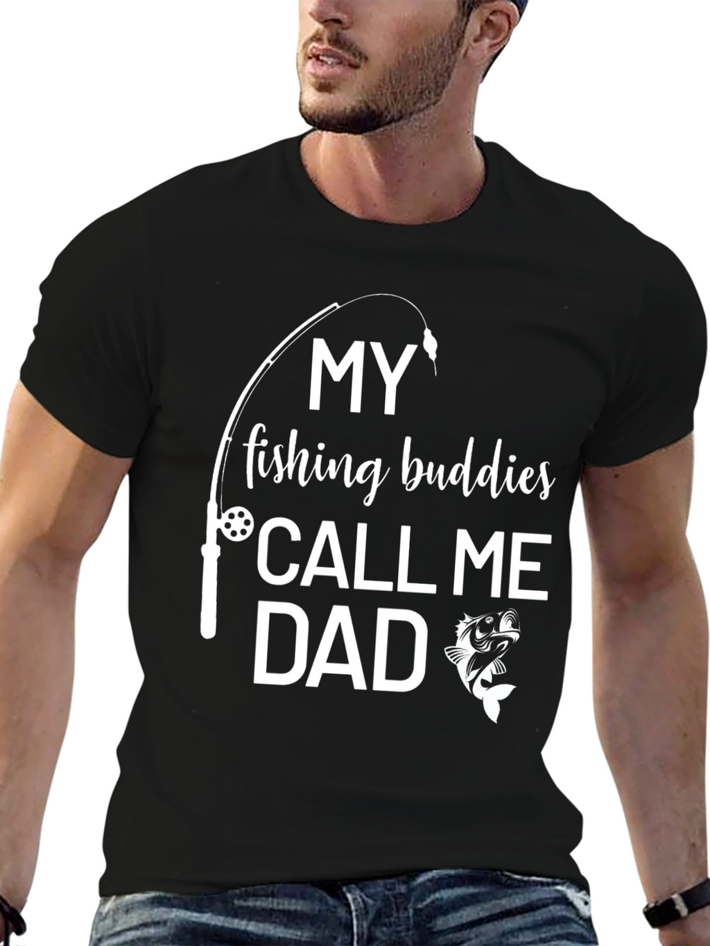 My Fishing Buddies Call Me Dad Black Graphic T-Shirt