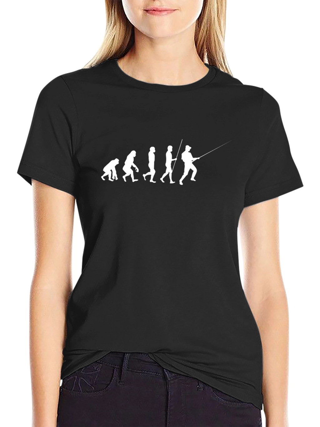 Evolution of Fishing Graphic T-Shirt - Black Cotton Tee