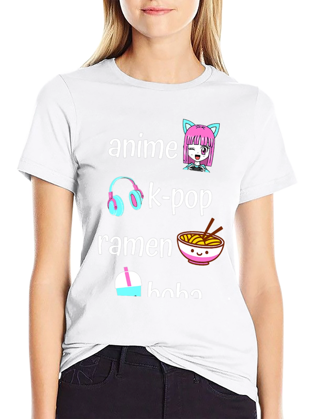 Anime K-Pop Ramen Boba Black T-Shirt