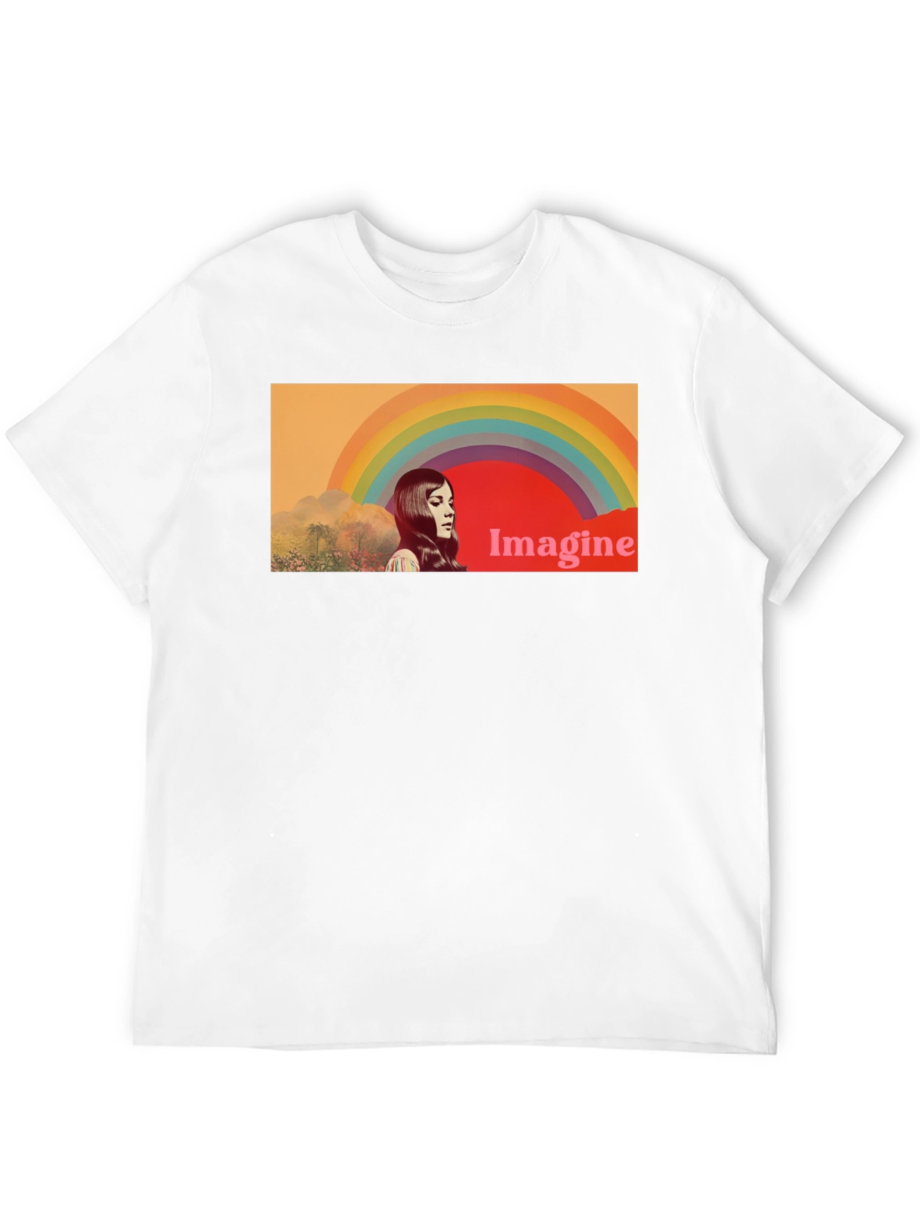 Imagine Rainbow Graphic T-Shirt - Retro Style