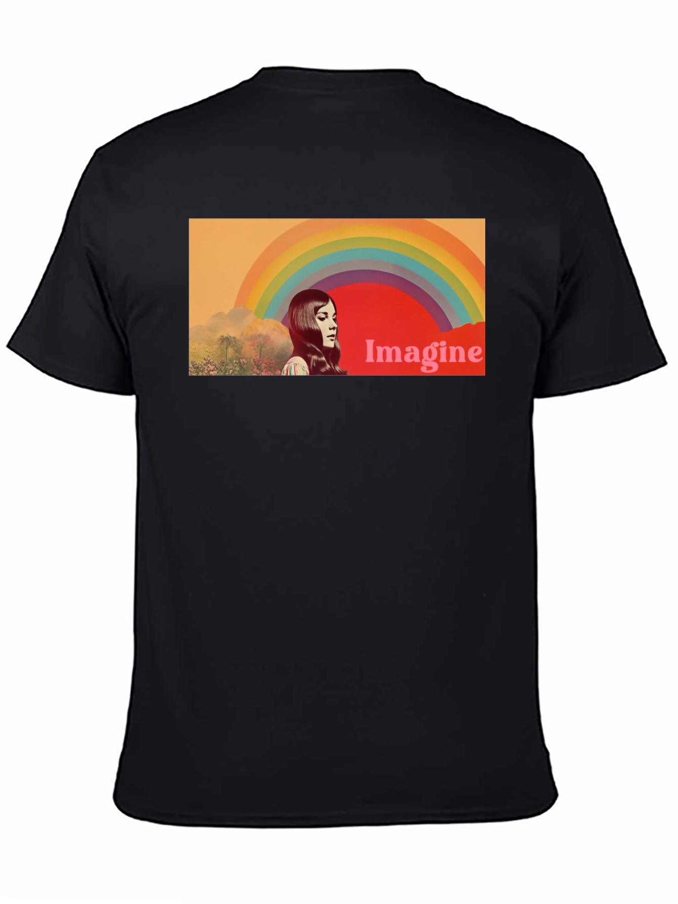 Imagine Rainbow Graphic T-Shirt - Retro Style