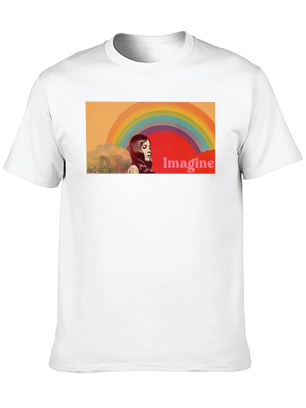 Imagine Rainbow Graphic T-Shirt - Retro Style