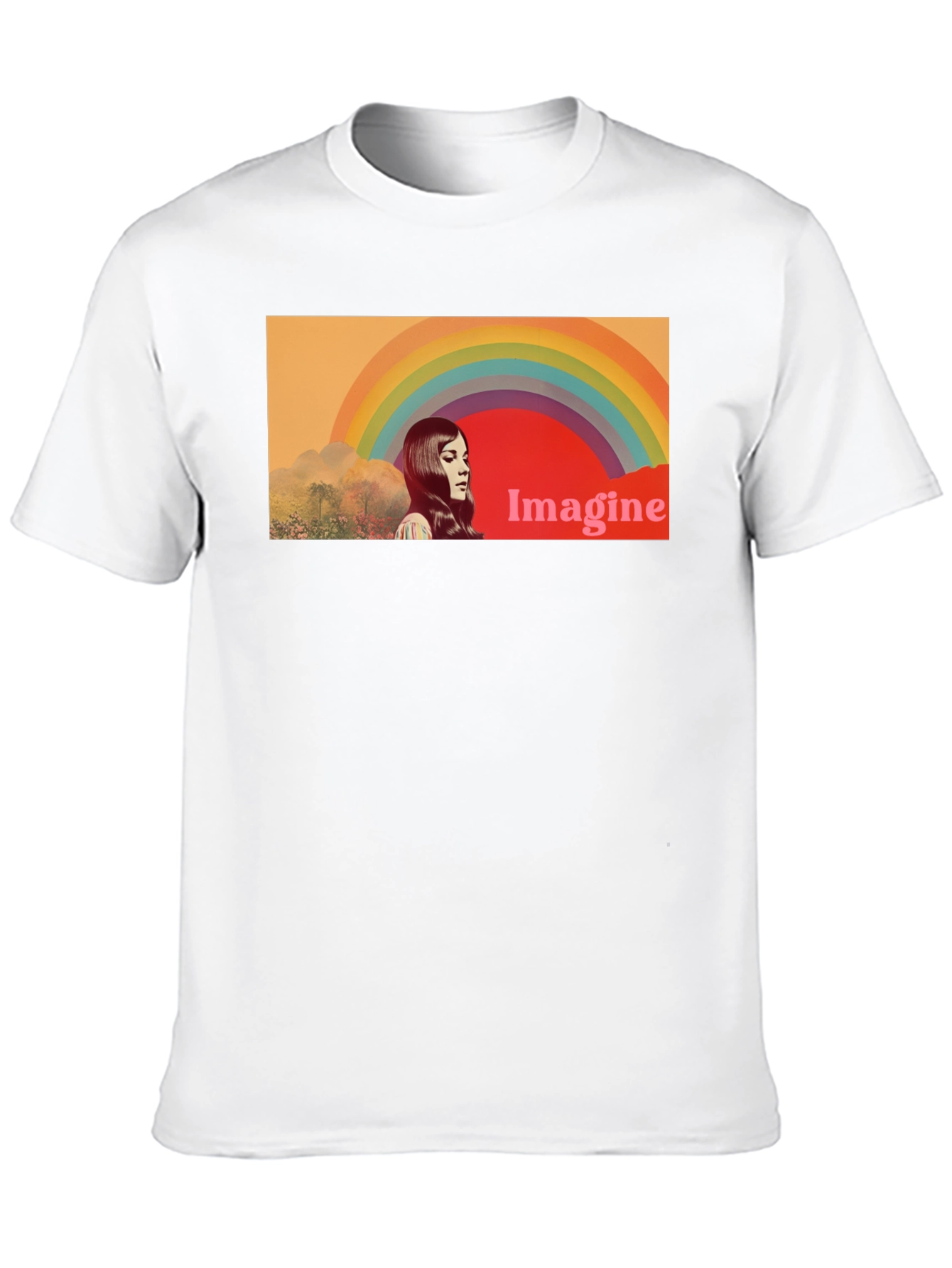 Imagine Rainbow Graphic T-Shirt - Retro Style
