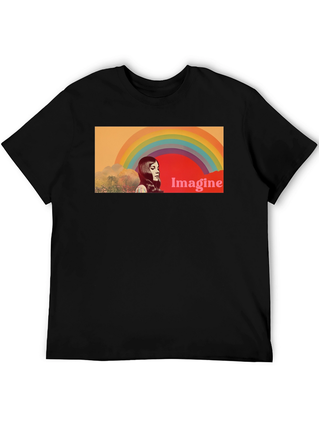 Imagine Rainbow Graphic T-Shirt - Retro Style