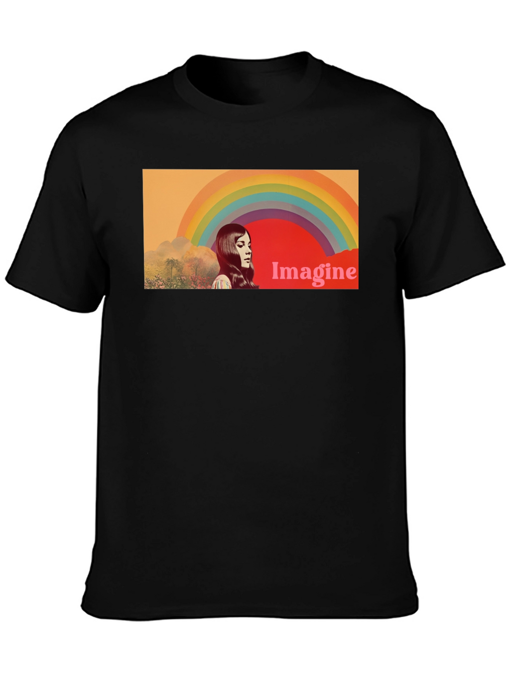 Imagine Rainbow Graphic T-Shirt - Retro Style