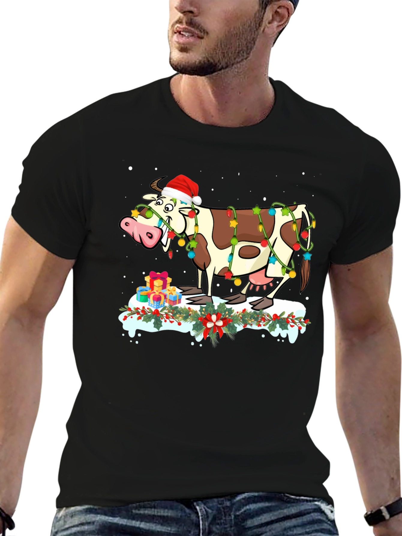 Festive Cow Christmas T-Shirt