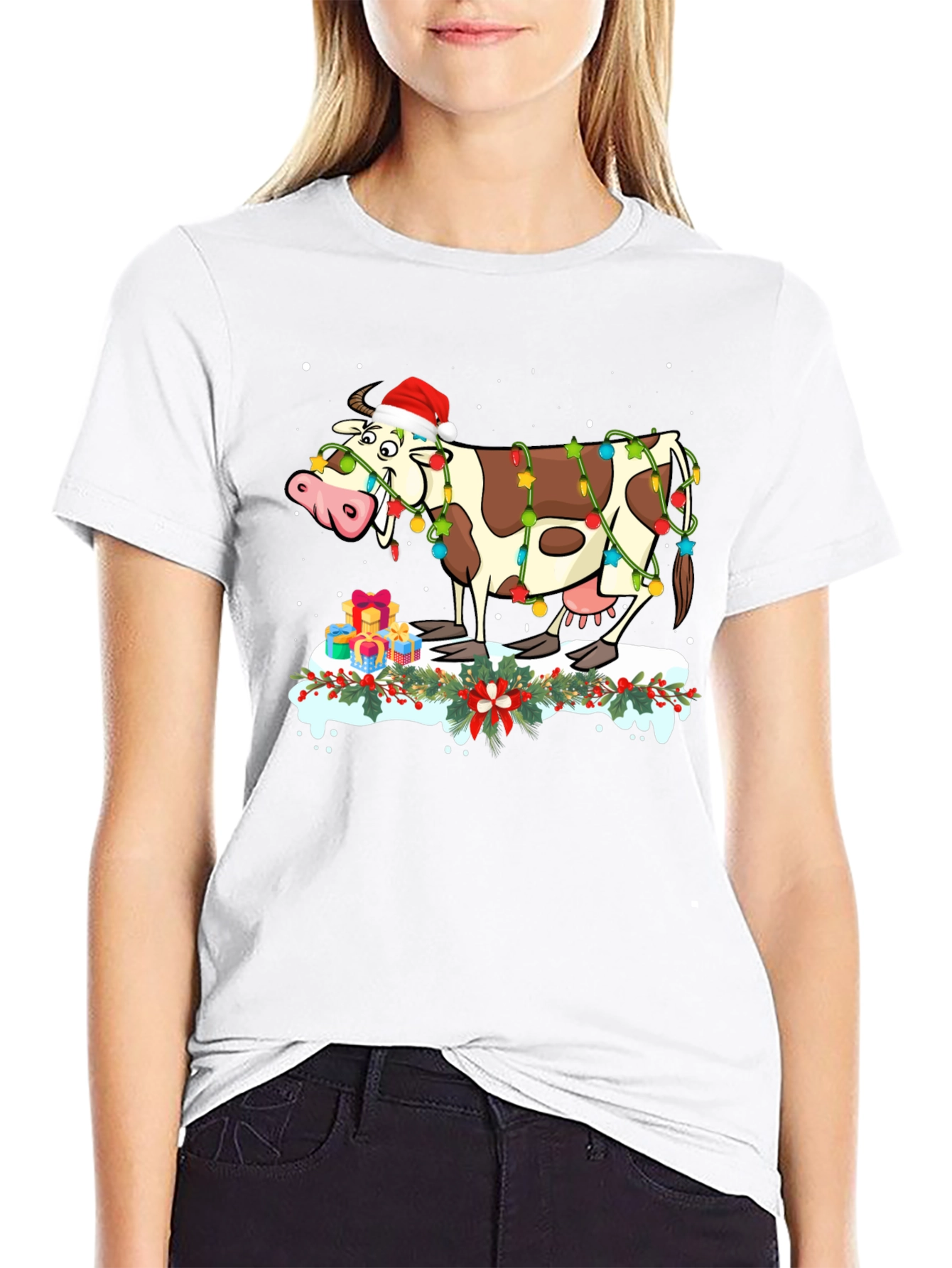 Festive Cow Christmas T-Shirt