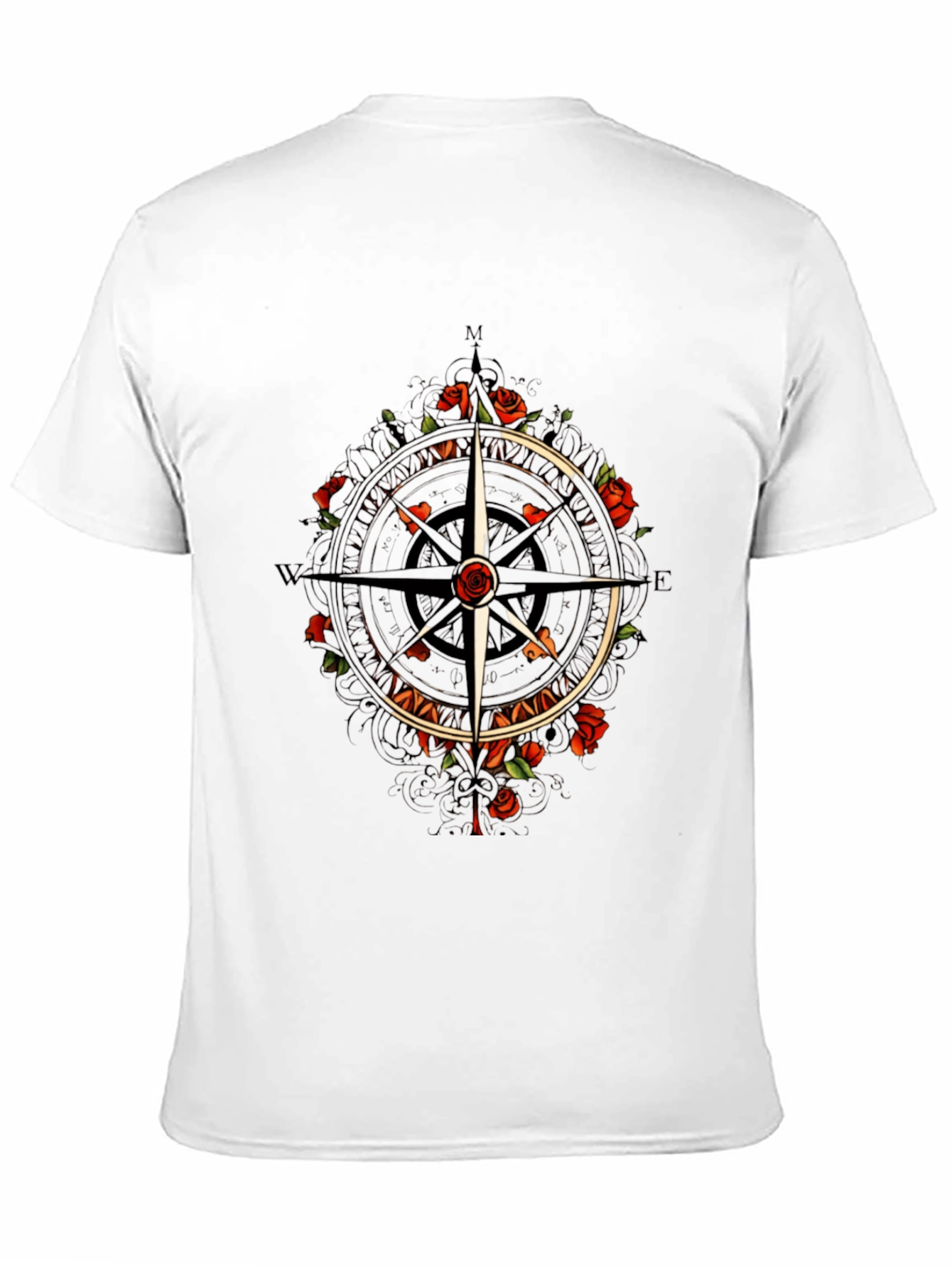 Compass & Roses Graphic Tee - Classic Black T-Shirt