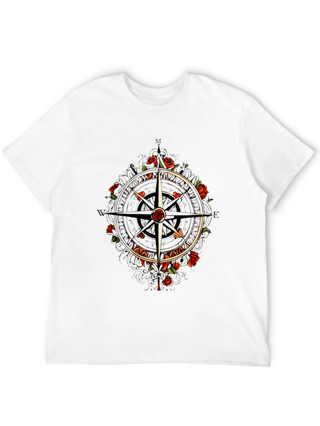 Compass & Roses Graphic Tee - Classic Black T-Shirt
