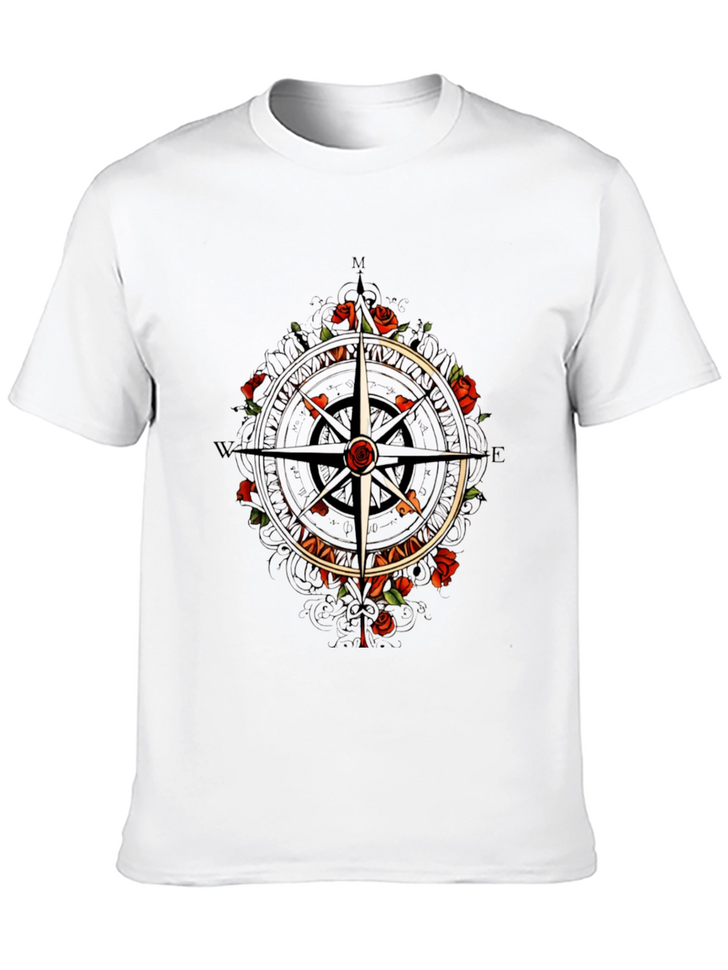 Compass & Roses Graphic Tee - Classic Black T-Shirt