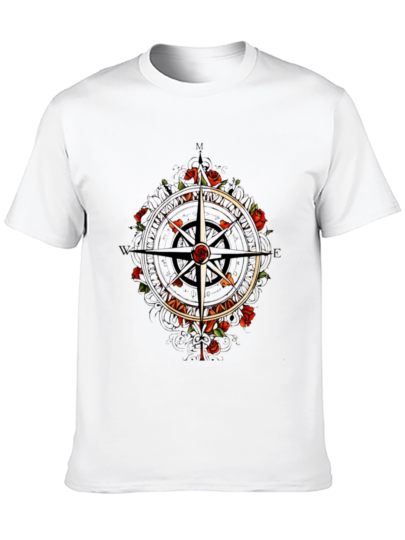 Compass & Roses Graphic Tee - Classic Black T-Shirt