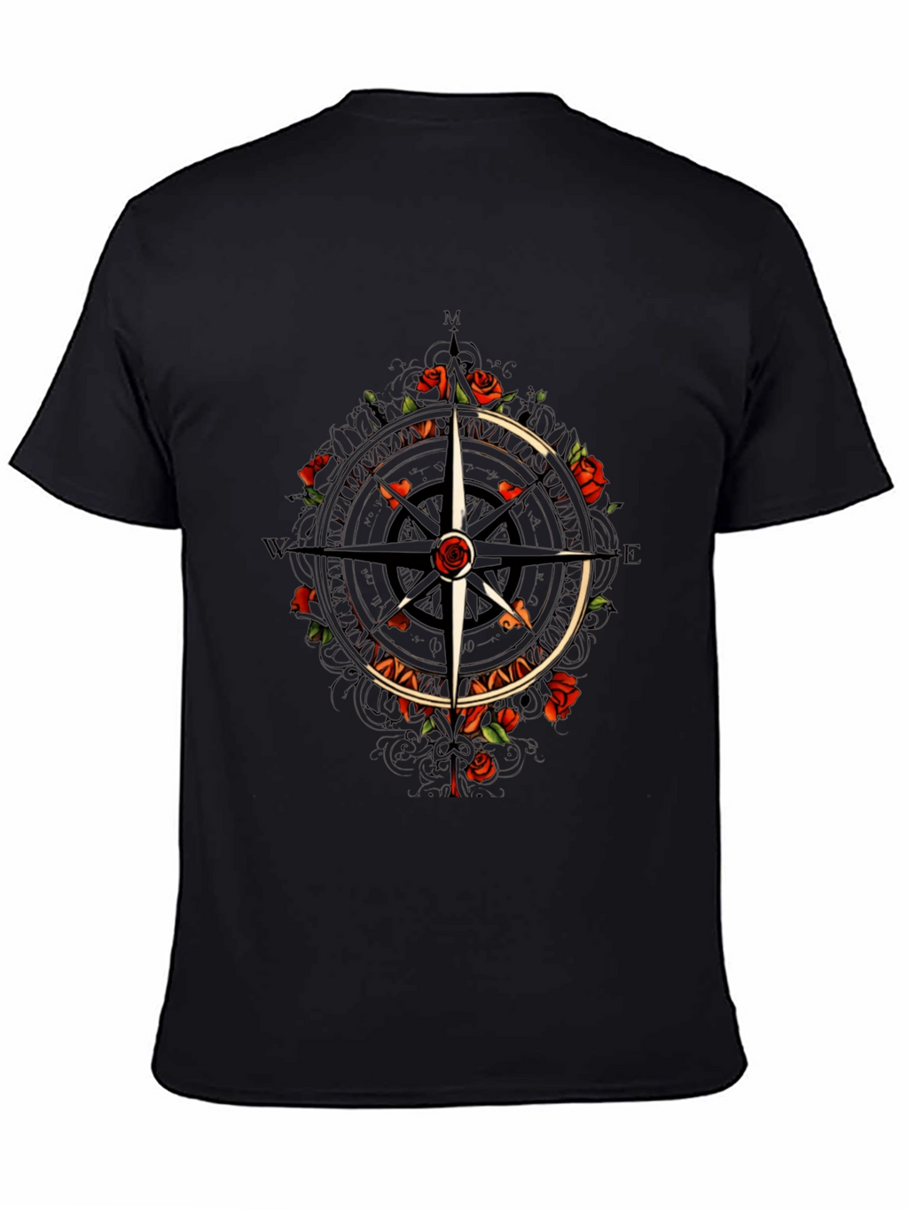 Compass & Roses Graphic Tee - Classic Black T-Shirt