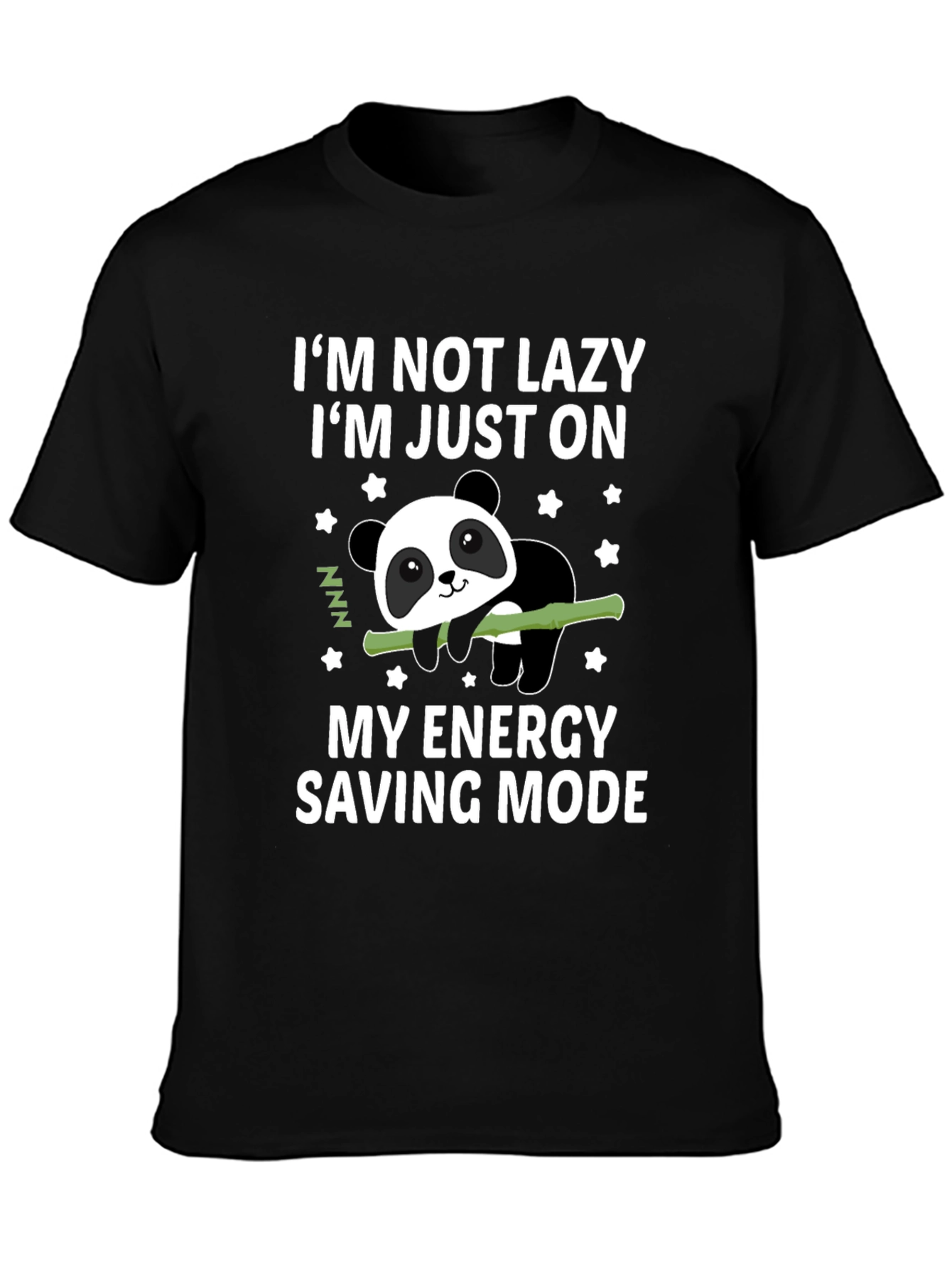 Lazy Panda Energy Saving Mode Black T-Shirt