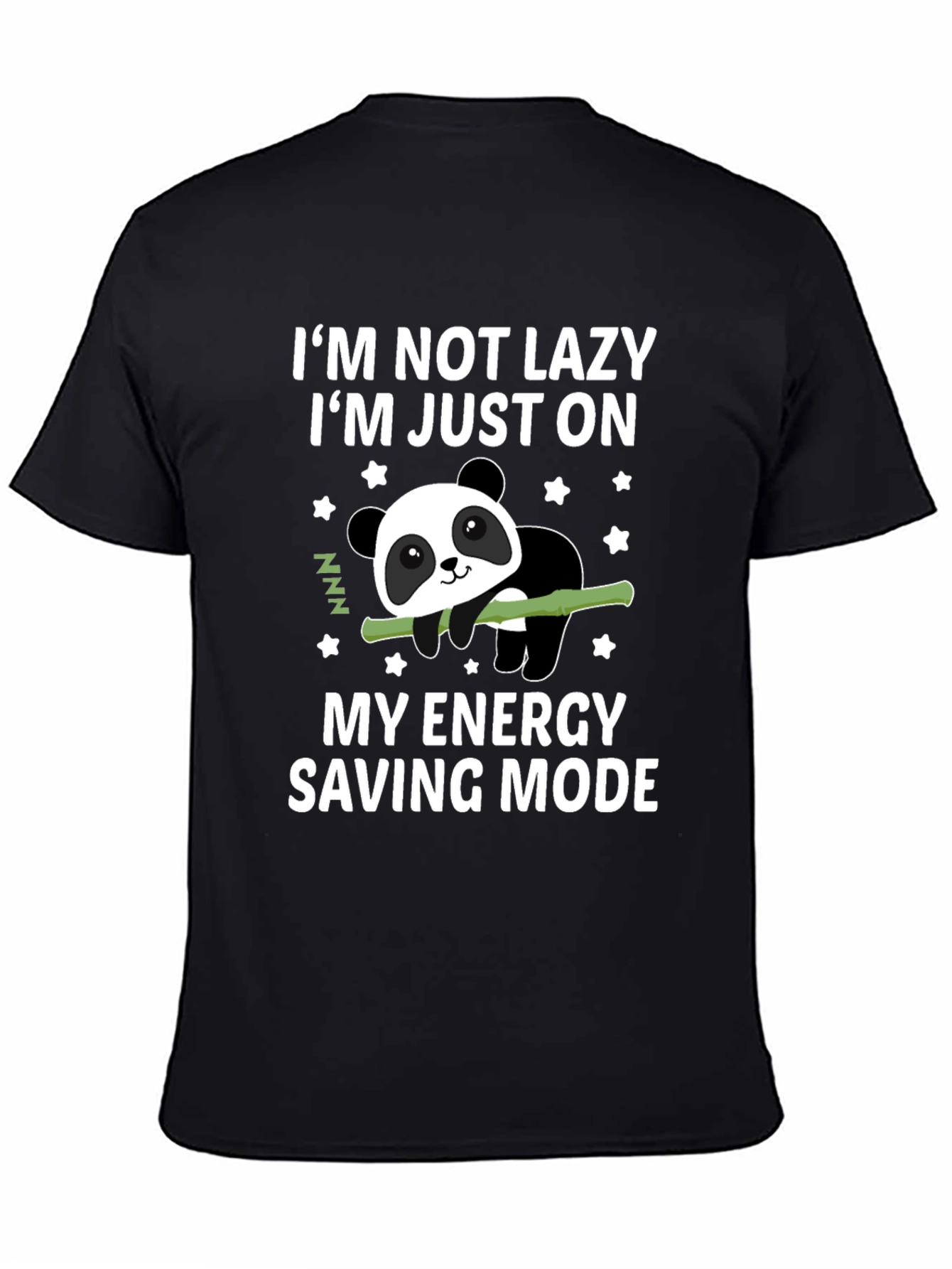 Lazy Panda Energy Saving Mode Black T-Shirt