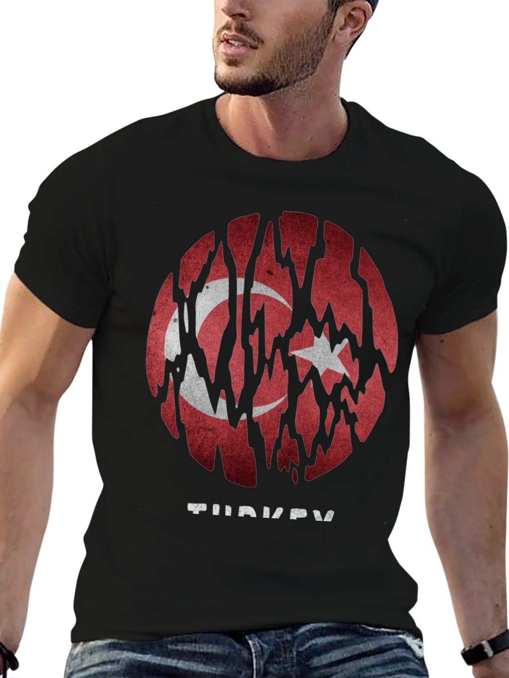 Turkey Flag Graphic Print Mens T-Shirt