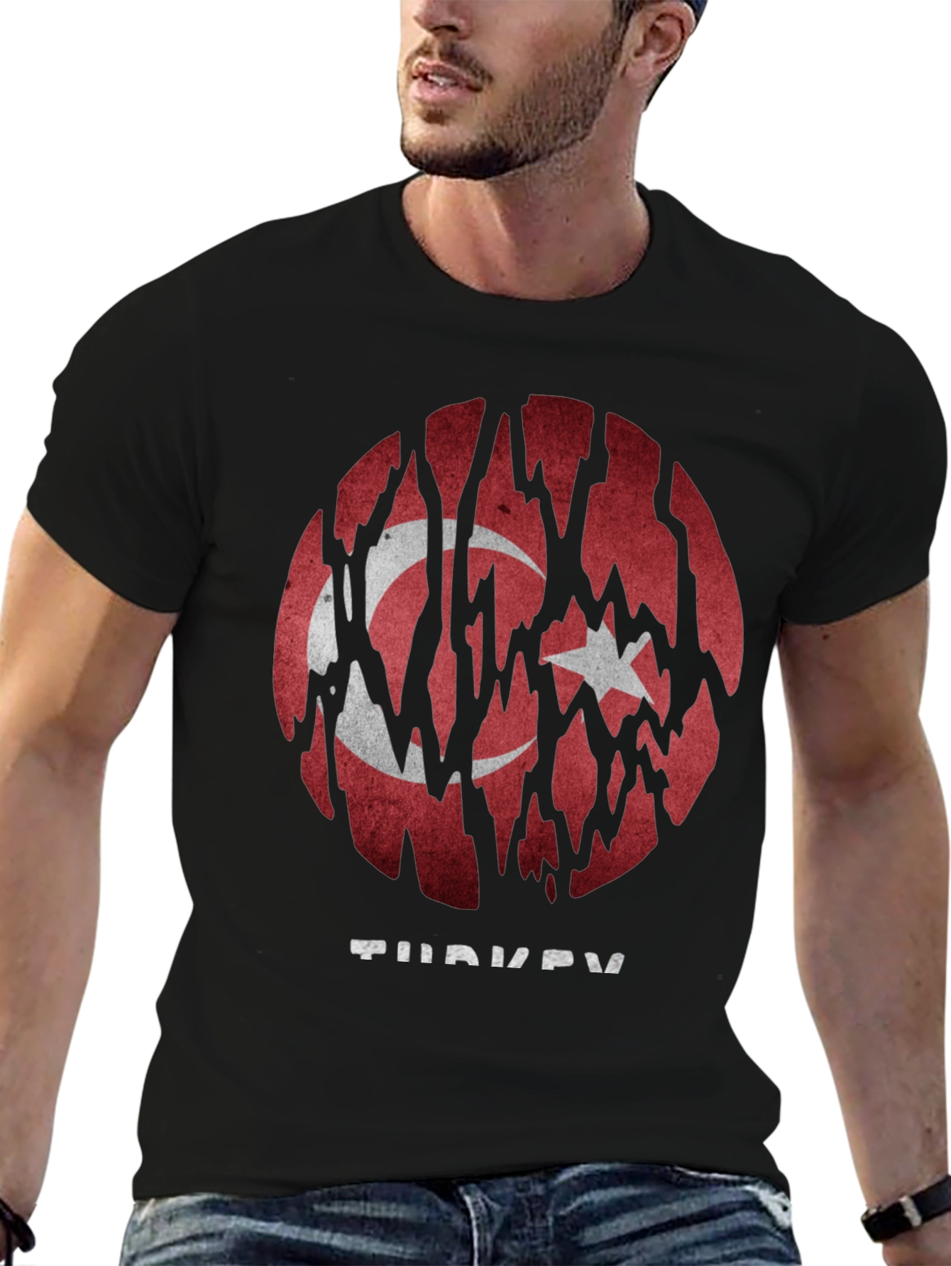 Turkey Flag Graphic Print Mens T-Shirt