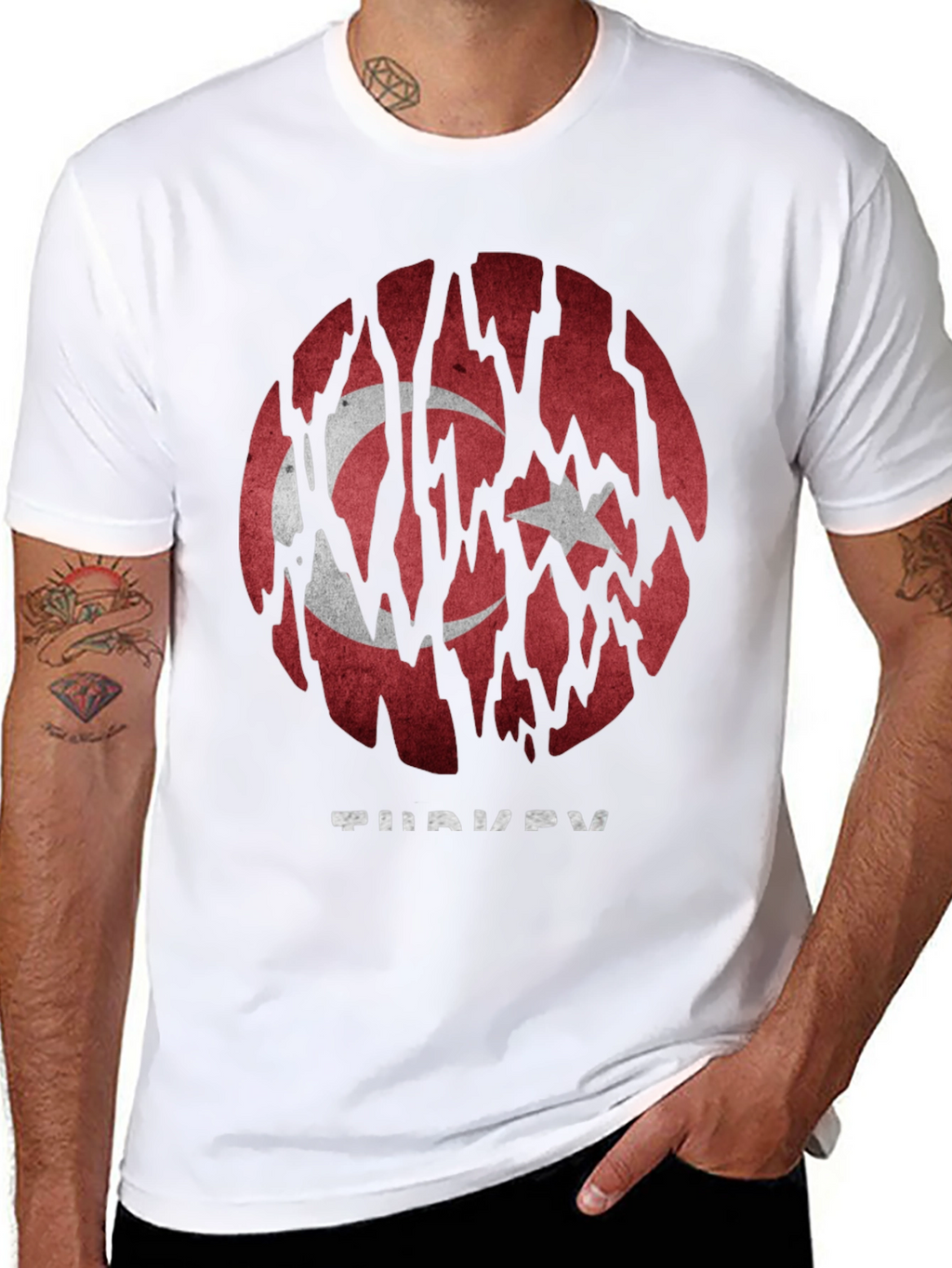 Turkey Flag Graphic Print Mens T-Shirt