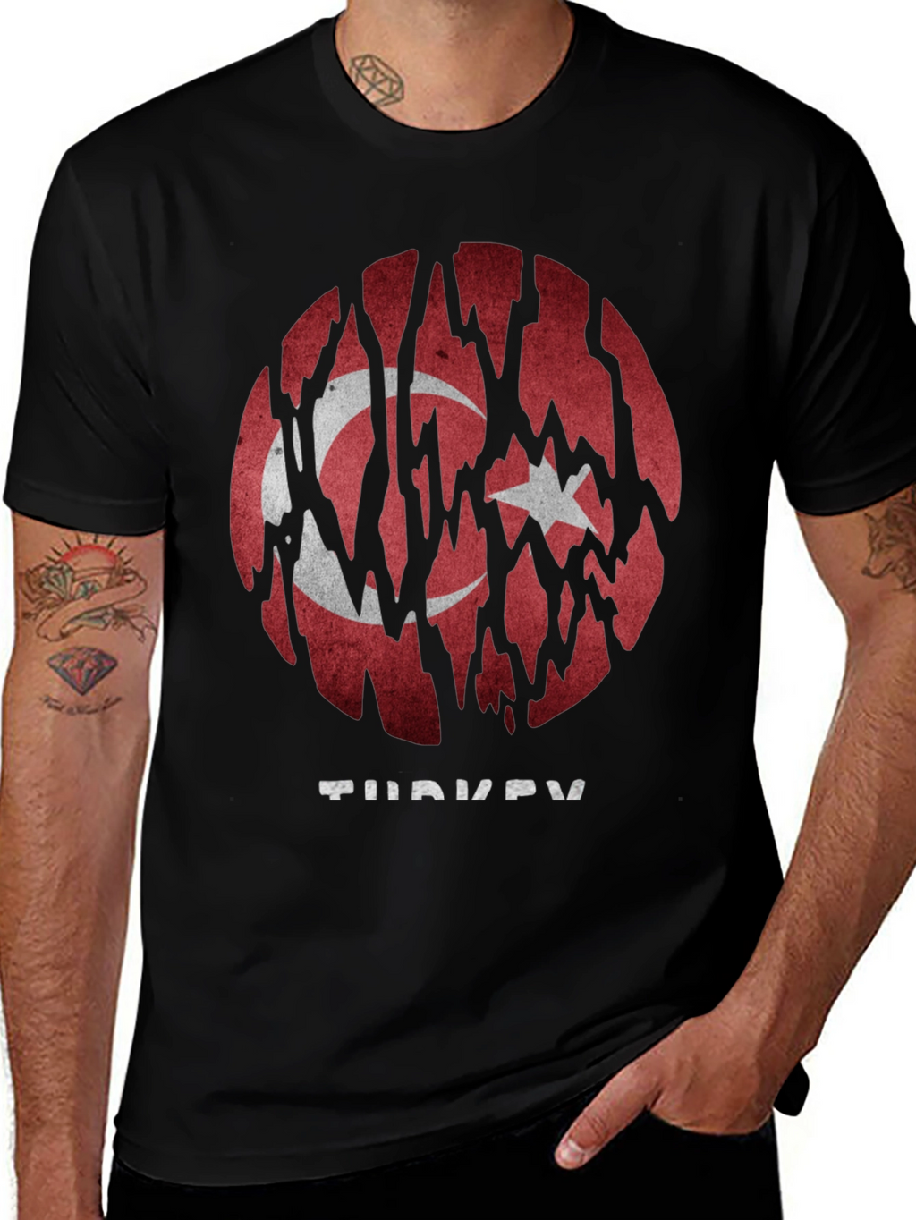Turkey Flag Graphic Print Mens T-Shirt