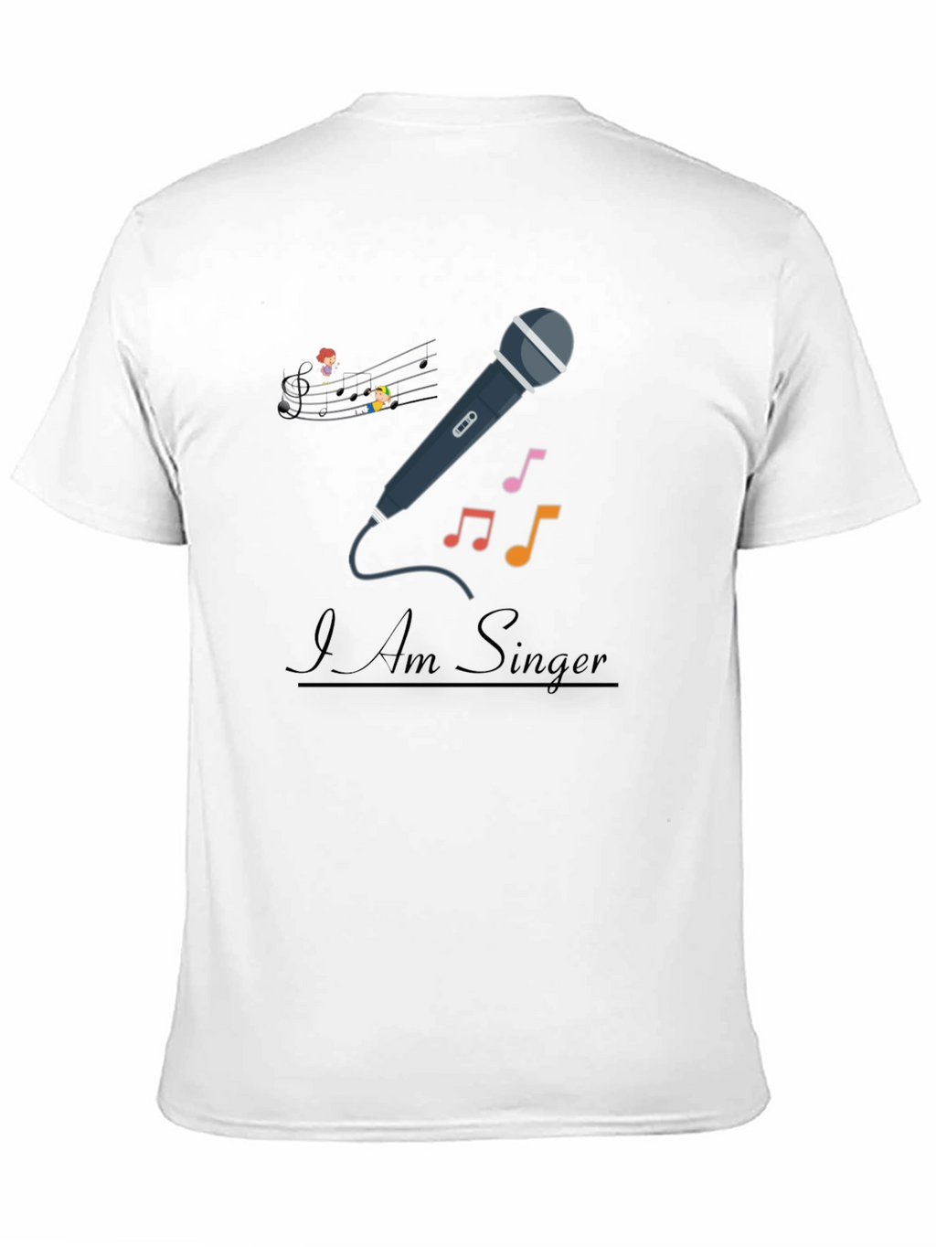 I Am Singer T-Shirt - Musical Notes Microphone Design