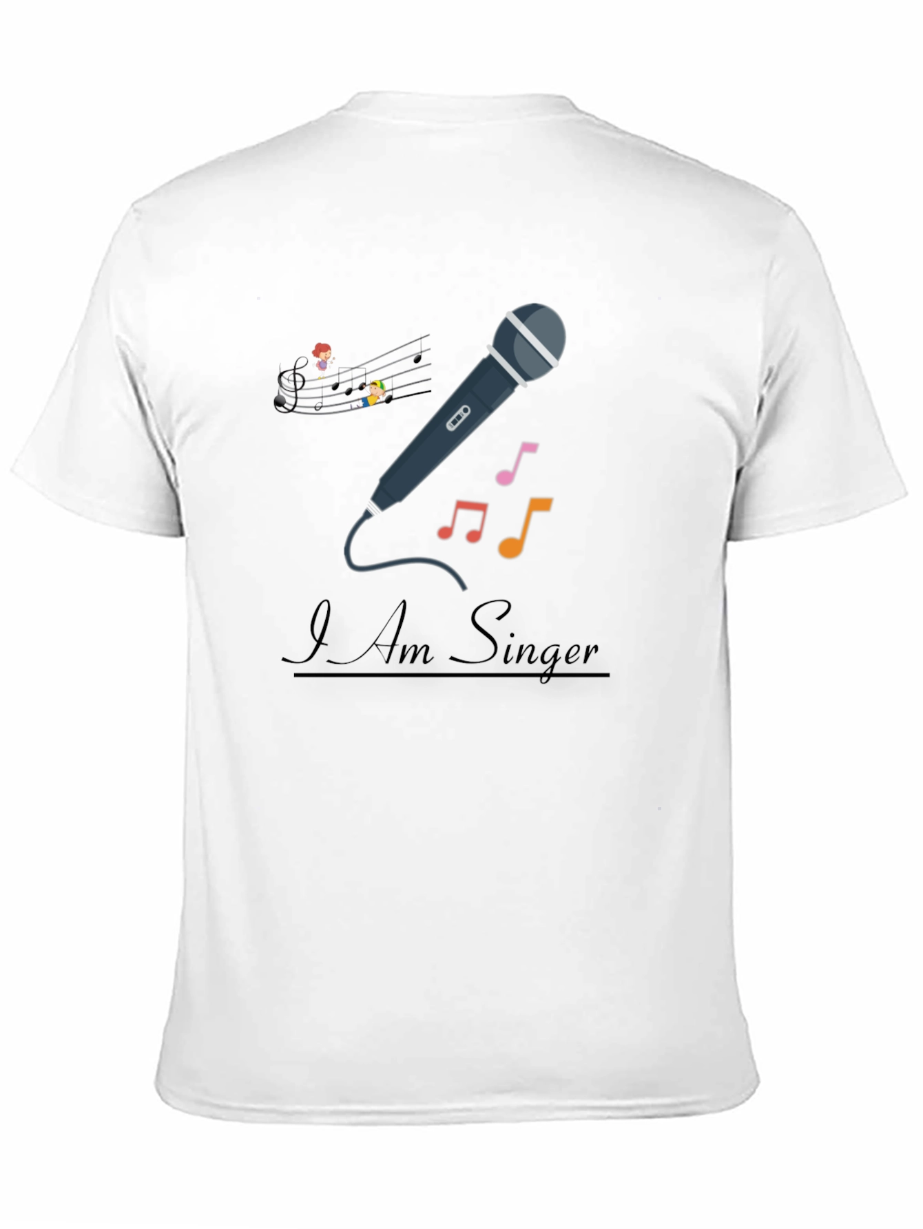 I Am Singer T-Shirt - Musical Notes Microphone Design