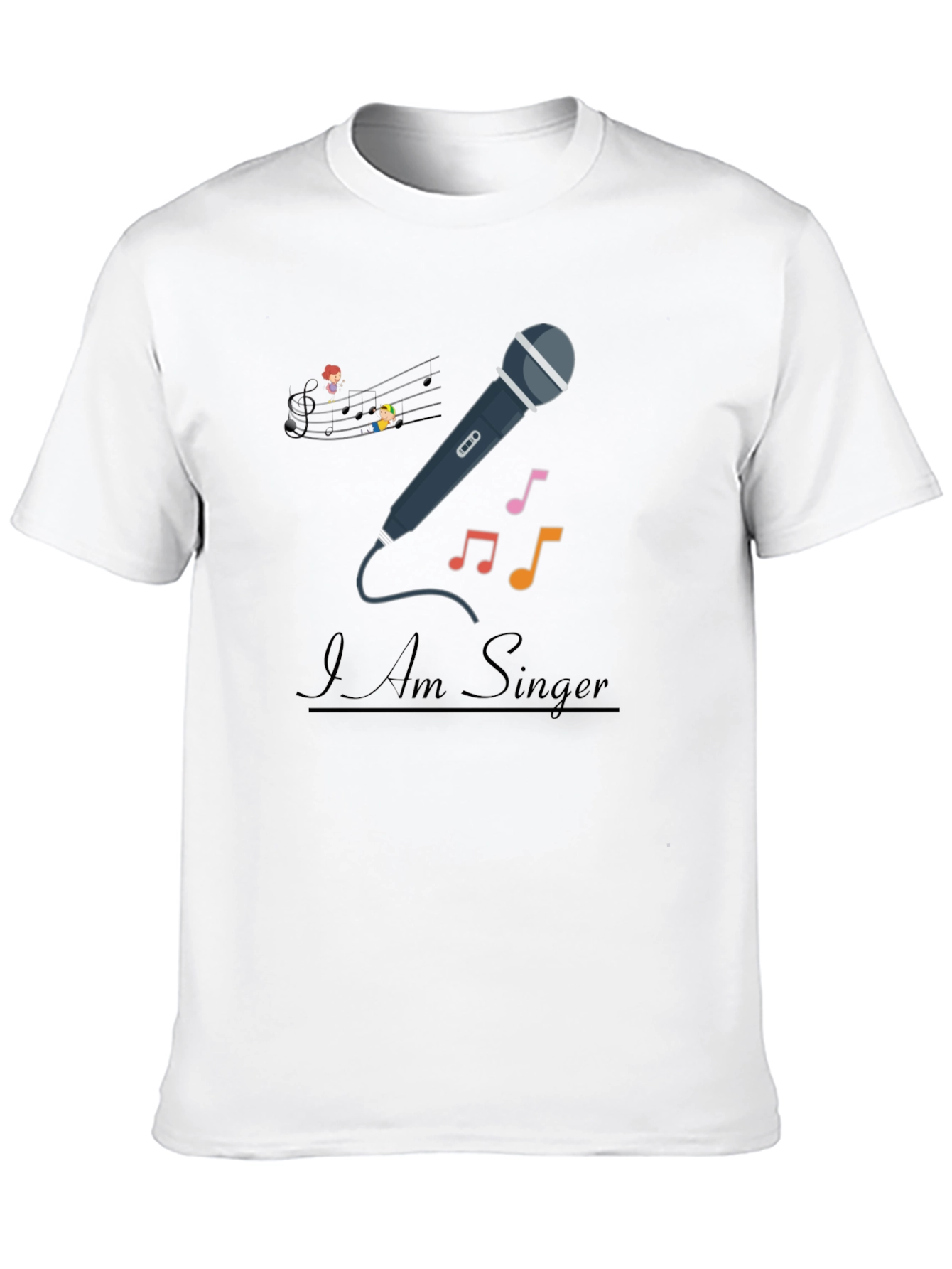 I Am Singer T-Shirt - Musical Notes Microphone Design