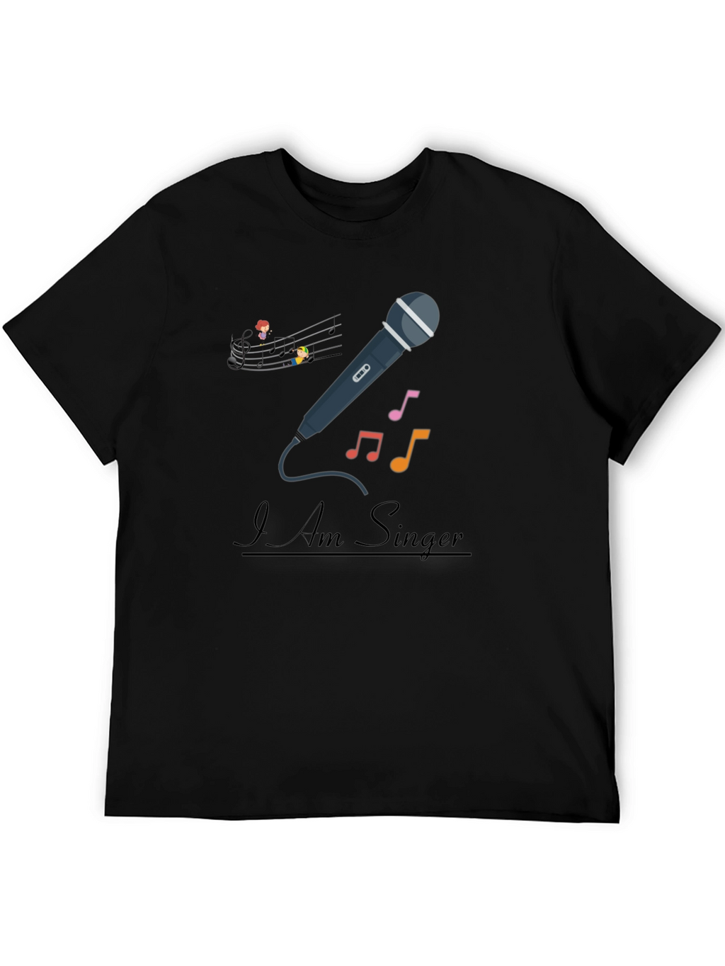 I Am Singer T-Shirt - Musical Notes Microphone Design